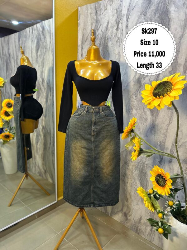 SK297 - Elegant long denim skirt (10)