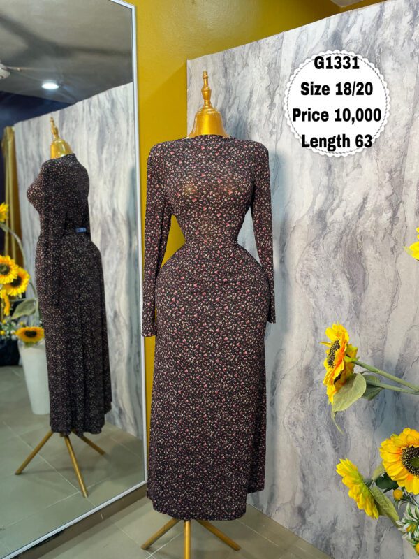 G1331 - Solid long sleeve mesh maxi dress | Size 18/20