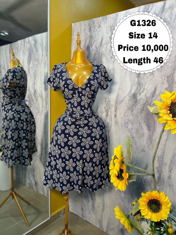 G1326 - Solid Floral Milkmaid Dress | Size 14
