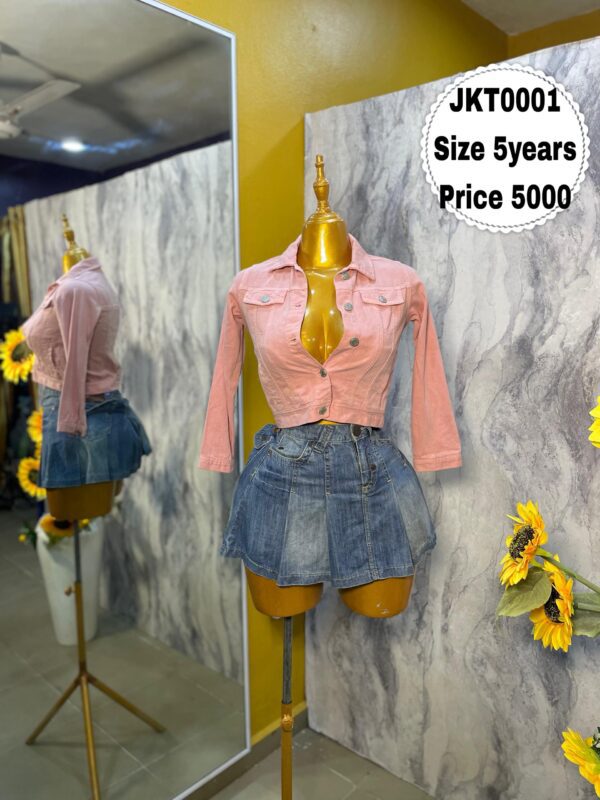JKT0001 - Cute pink cropped denim jacket for kids (5yrs)