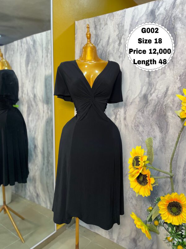 G002 - Super Solid Black Silk Dress | Size 18