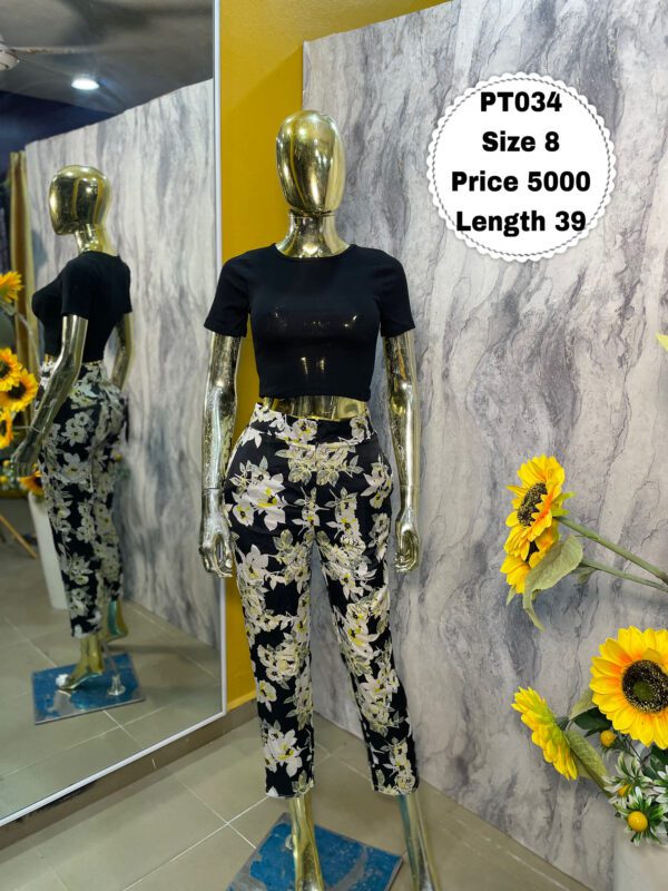 PT034 - Beautiful flower printed pant trouser | Size 8
