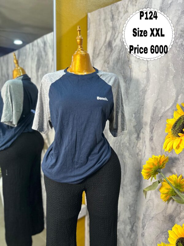 P124 - Navy blue/grey combo round neck polo (XXL)