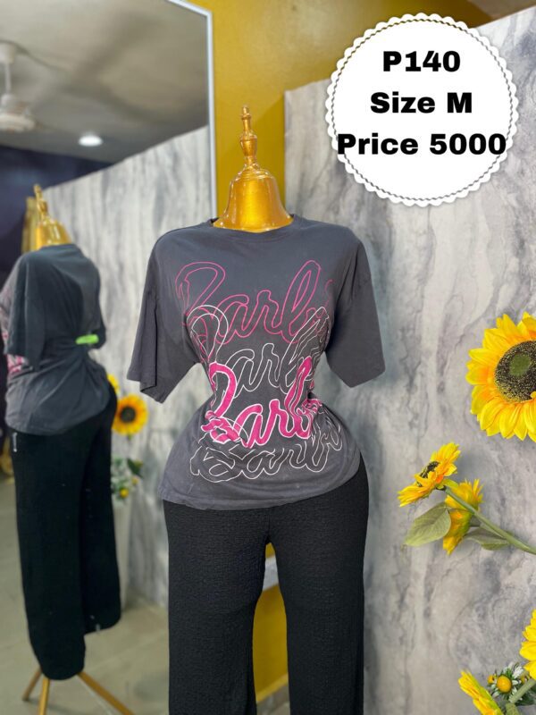 P140 - Dark  grey round neck polo (M)