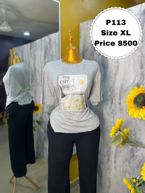 P113 - Grey round neck polo (XL)