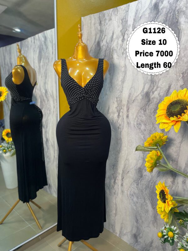 G1126 - Beautiful black belted maxi dress | Size 10