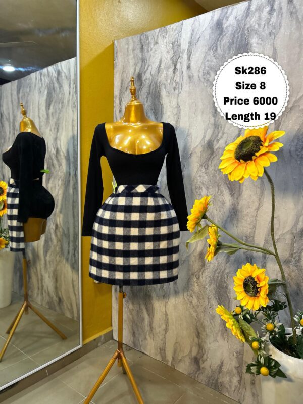 SK286 - Cute checkered mini skirt (8)