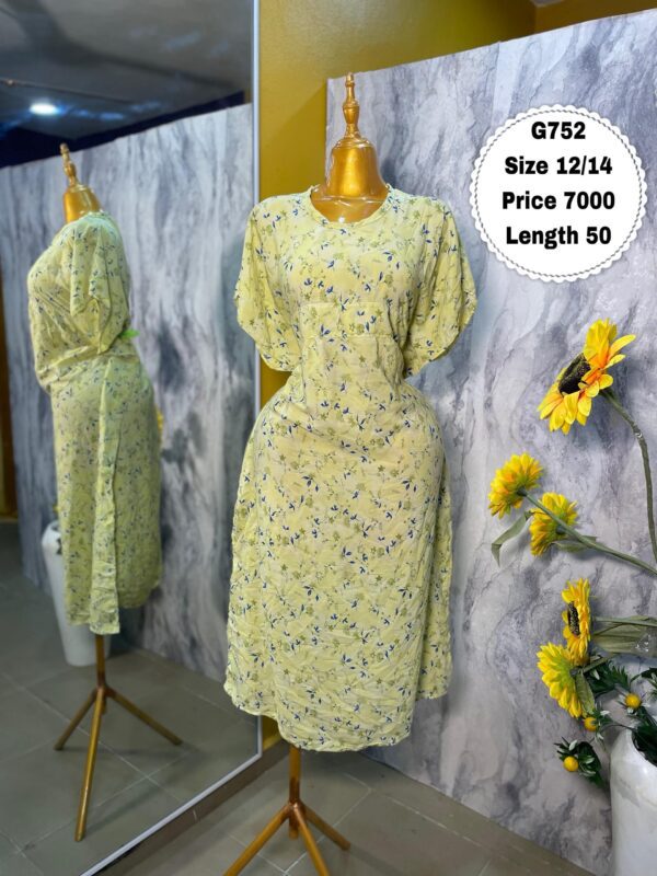 G752 - Yellow floral midi bubu (12/14)